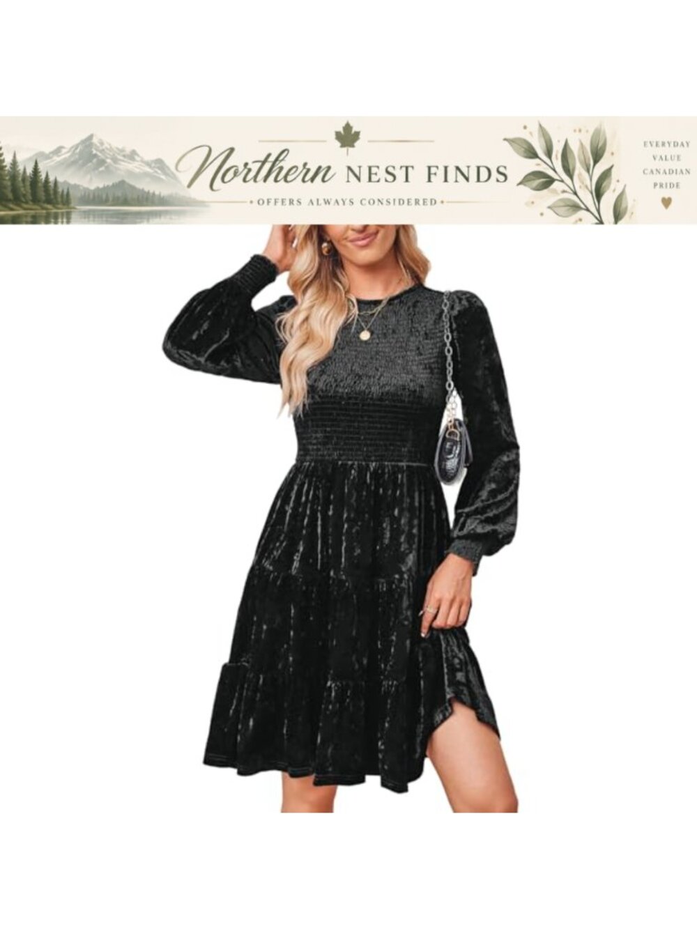 Velvet Long Sleeve Tiered Flowy Dress Cocktail Wedding Guest